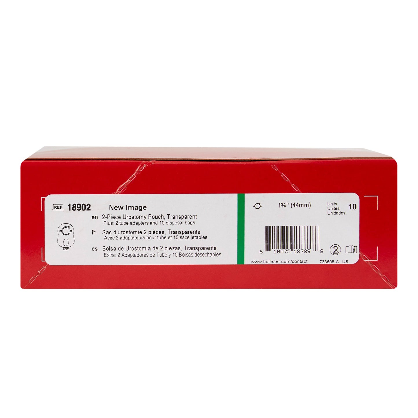 New Image™ Two-Piece Transparent Urostomy Pouch, 44 mm Flange, Green Match 18902