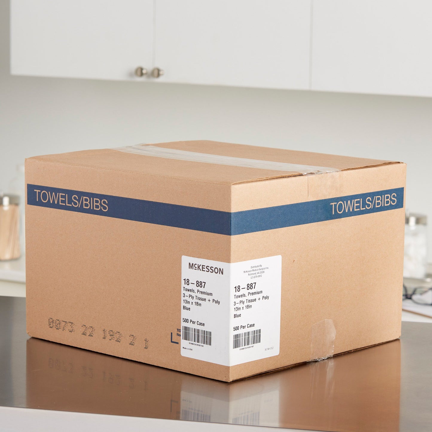 McKesson Premium Nonsterile Blue Procedure Towel, 13 x 18 Inch 18-887