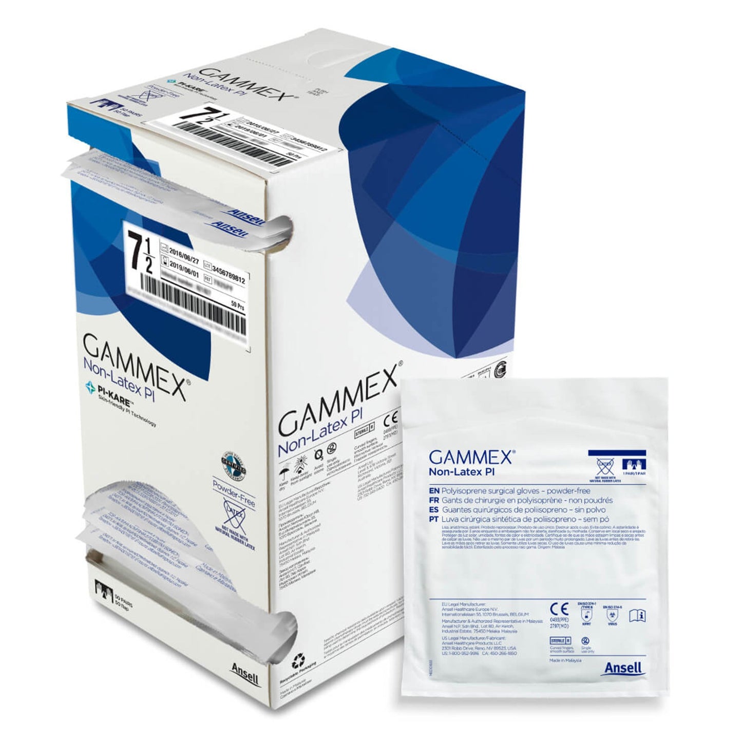 Surgical Glove GAMMEX® Non-Latex PI Micro Size 7.5 Sterile Polyisoprene Standard Cuff Length Micro-Textured White Chemo Tested - 20685975