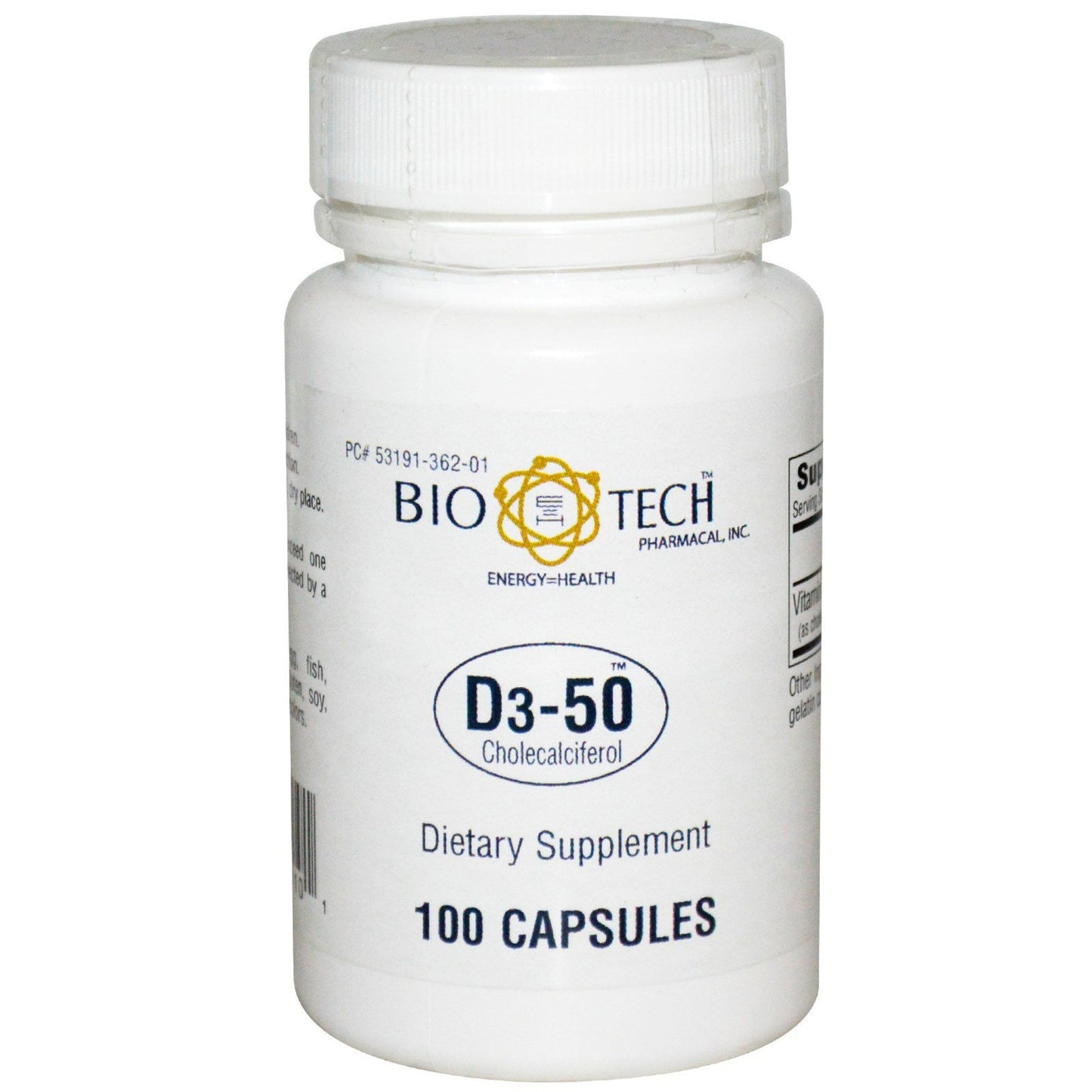 Vitamin Supplement Bio Tech™ Vitamin D3 5,0000 IU Strength Capsule 100 per Bottle - 53191036201