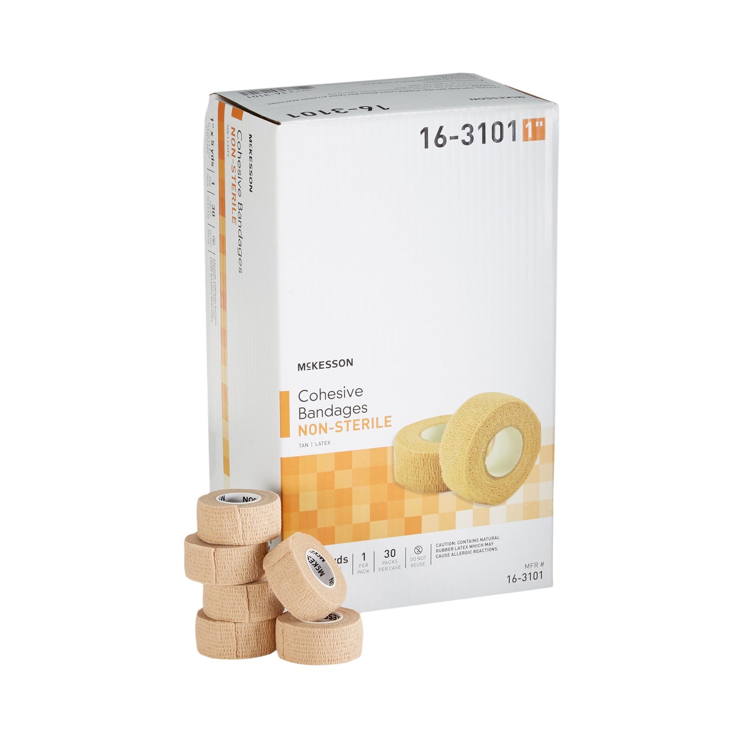 Cohesive Bandage McKesson 1 Inch X 5 Yard Self-adherent Closure Tan NonSterile Standard Compression - 16-3101