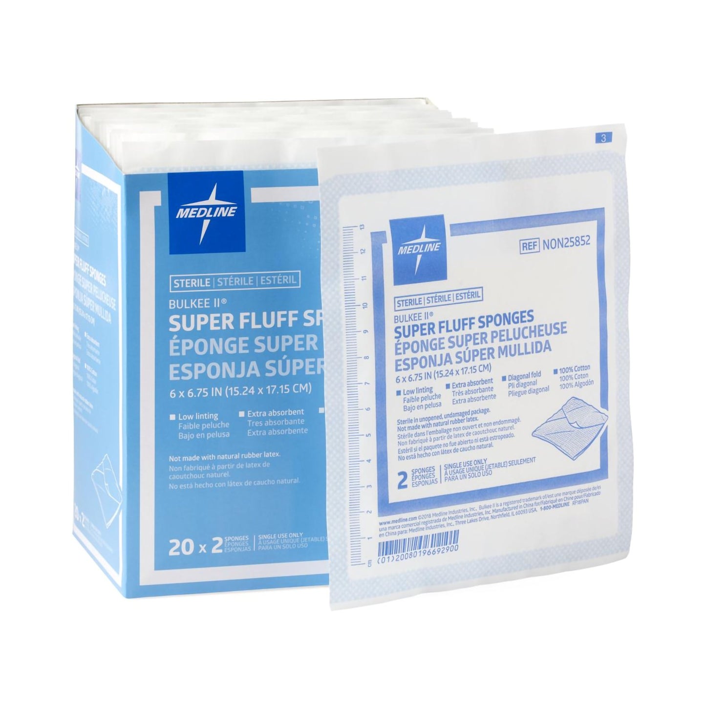 Fluff Dressing Bulkee II® 6 X 6-3/4 Inch 6-Ply Sterile 2 per Pack - NON25852