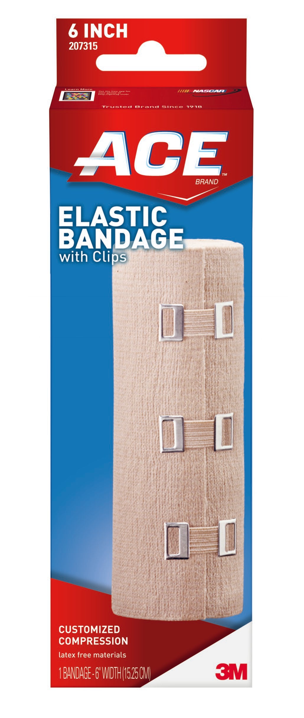 3M™ Ace™ Clip Detached Closure Elastic Bandage, 6 Inch x 5-1/3 Foot 207315