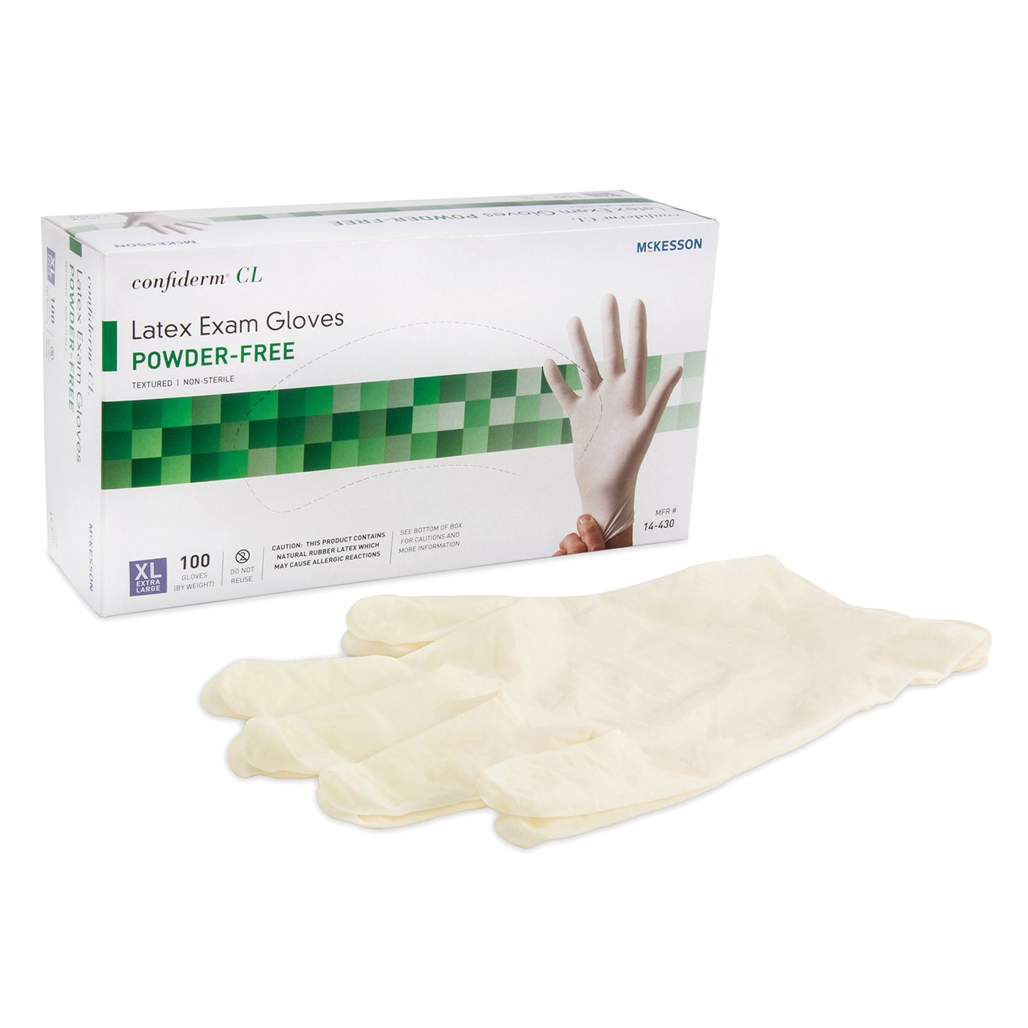 Exam Glove McKesson Confiderm® X-Large NonSterile Latex Standard Cuff Length Textured Fingertips Ivory Not Rated - 14-430