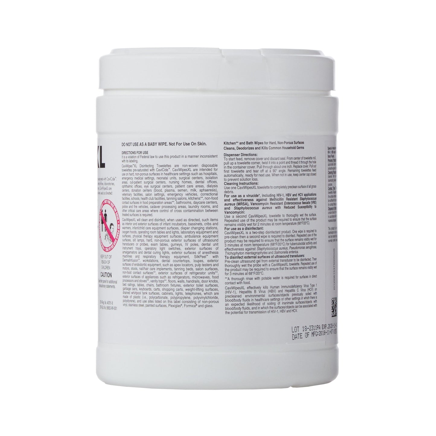 Metrex CaviWipes Surface Disinfectant Alcohol-Based Wipes, 9 x 12 Inch 13-1150