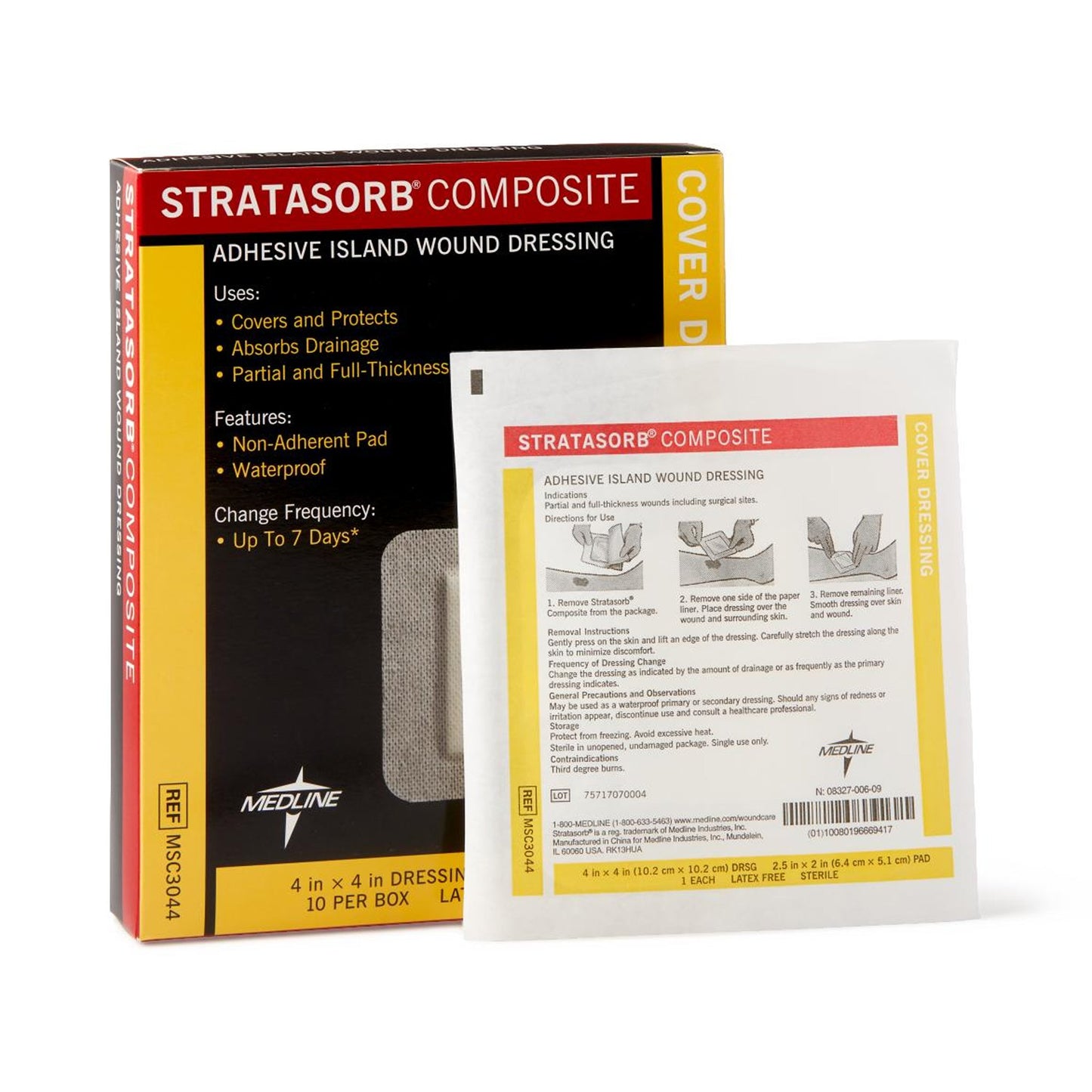 Composite Dressing Stratasorb® 4 X 4 Inch Rectangle Sterile Waterproof Film Backing - MSC3044