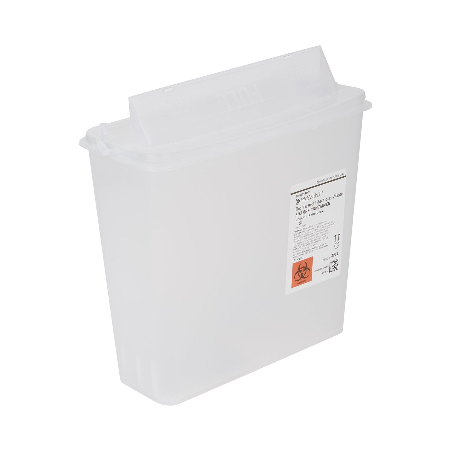 McKesson Prevent® Sharps Container, 1-1/4 Gallon, 10-3/4 x 10-1/2 x 4-3/4 Inch 2261