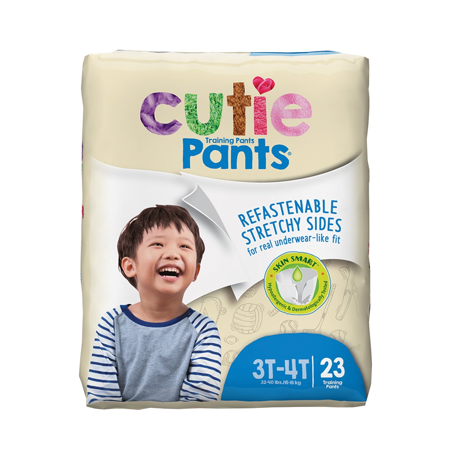 Male Toddler Training Pants Cutie Pants® Size 3T to 4T Disposable Heavy Absorbency - CR8007