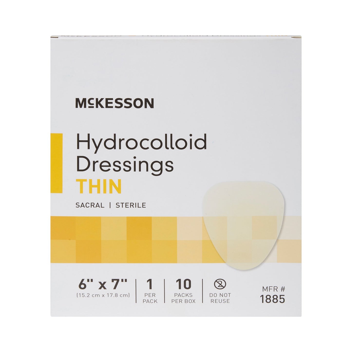 McKesson Hydrocolloid Dressing, 6 x 7 Inch Sacral 1885