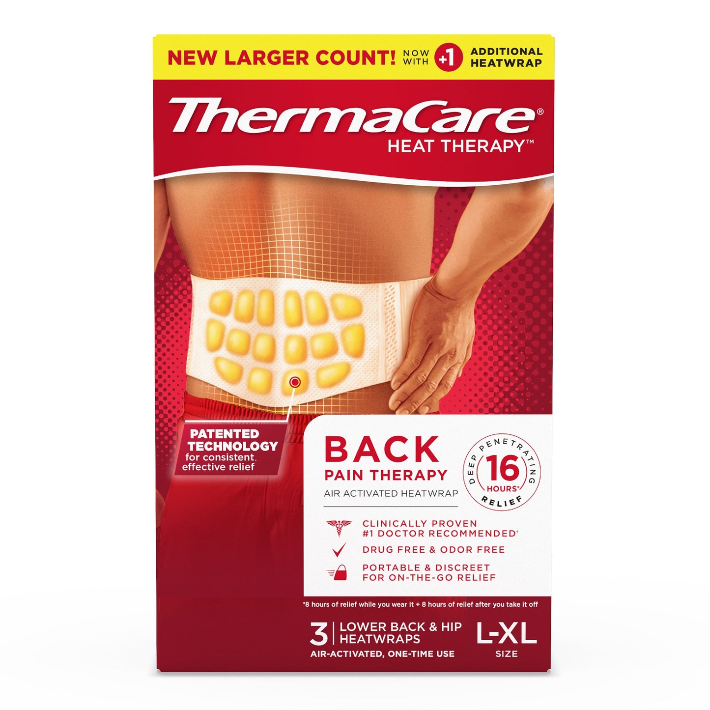 Instant Hot Patch ThermaCare® HeatWraps Back / Hip / Leg / Shoulders Large / X-Large Nonwoven Material Cover Disposable F00573304020
