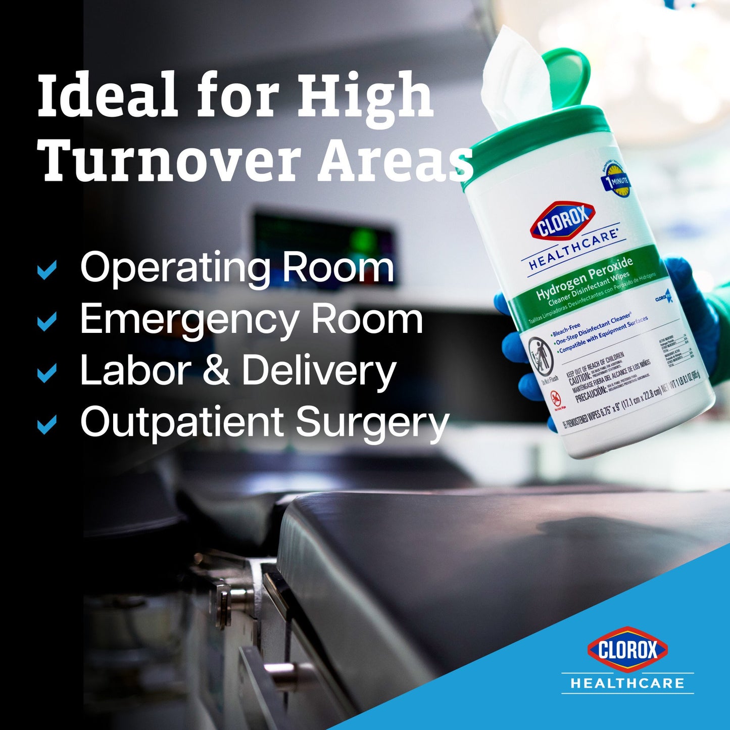 Clorox Healthcare® Hydrogen Peroxide Cleaner Disinfectant Wipes, Bucket, 185 ct. 30826