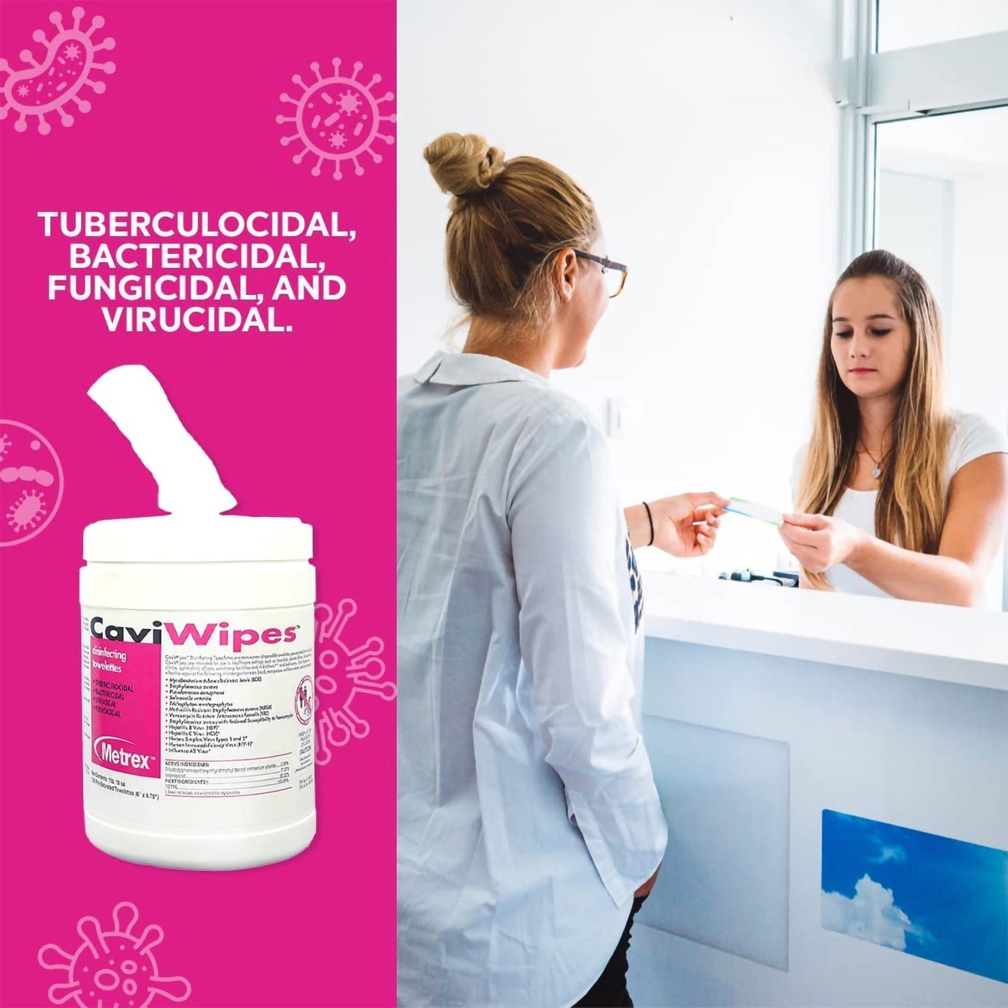 Metrex CaviWipes Surface Disinfectant Alcohol-Based Wipes Canister 6 x 6.75 Inch 13-1100