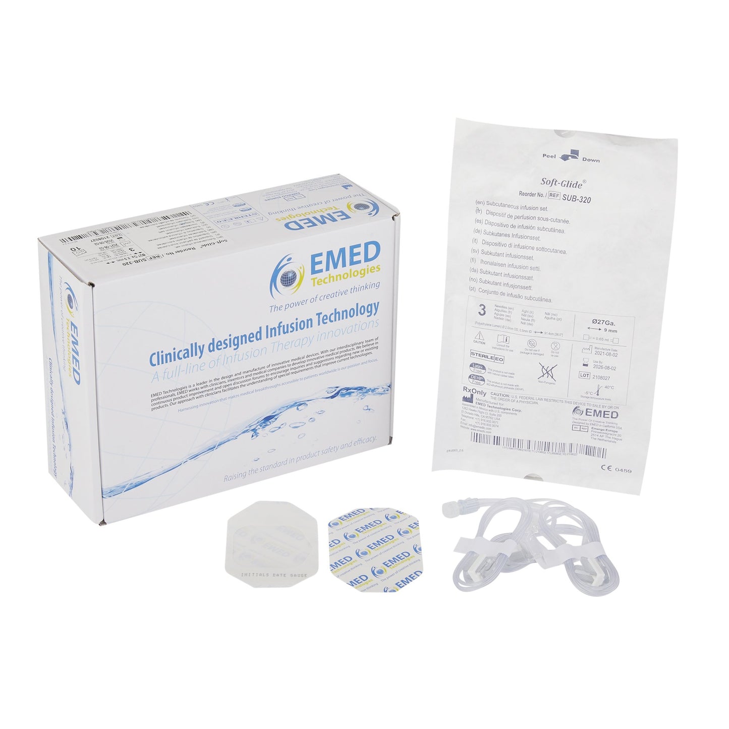 EMED Technologies Sub-Q Subcutaneous Infusion Set SUB-320, Box of 10