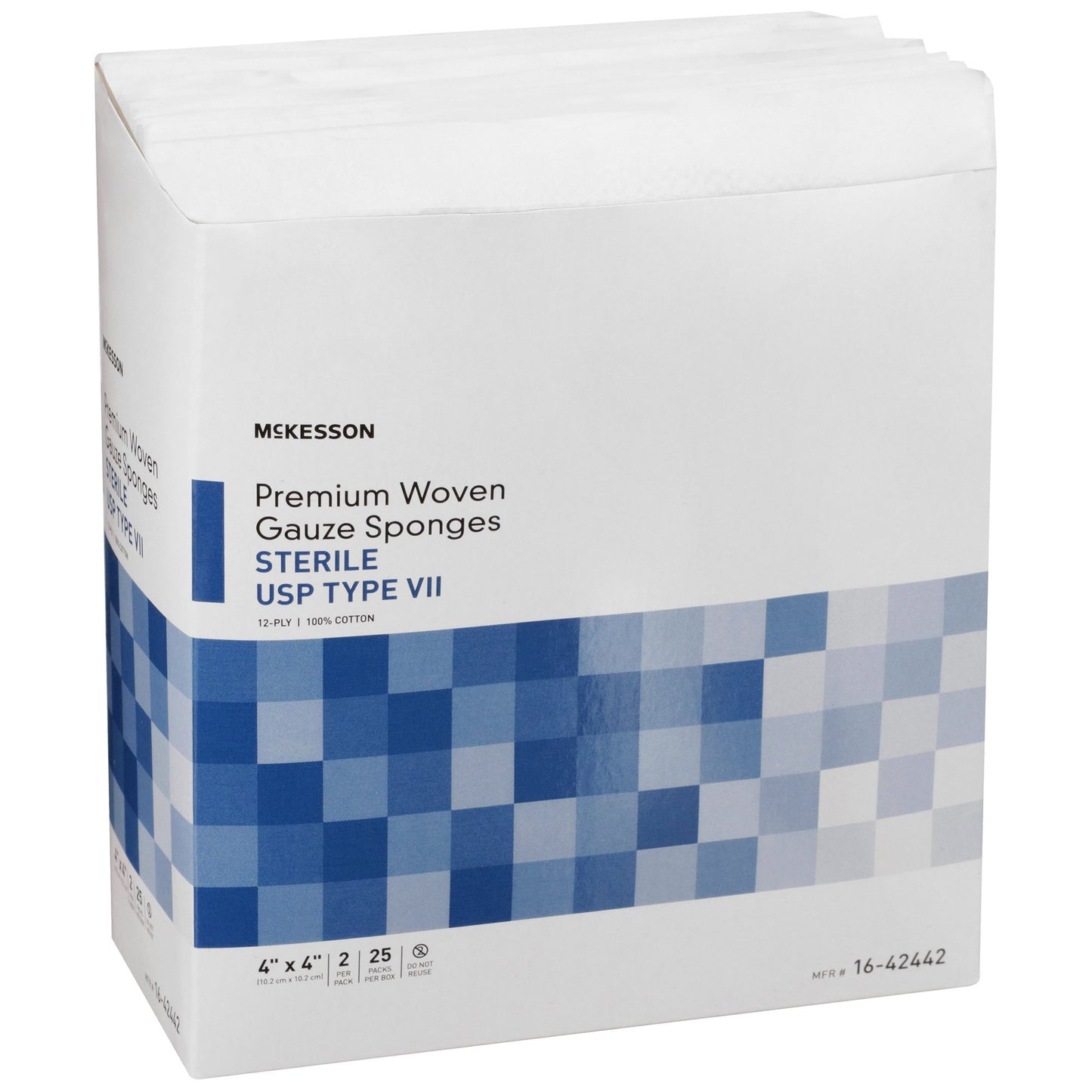 McKesson Sterile USP Type VII Gauze Sponge, 4 x 4 Inch, 12-Ply 16-42442