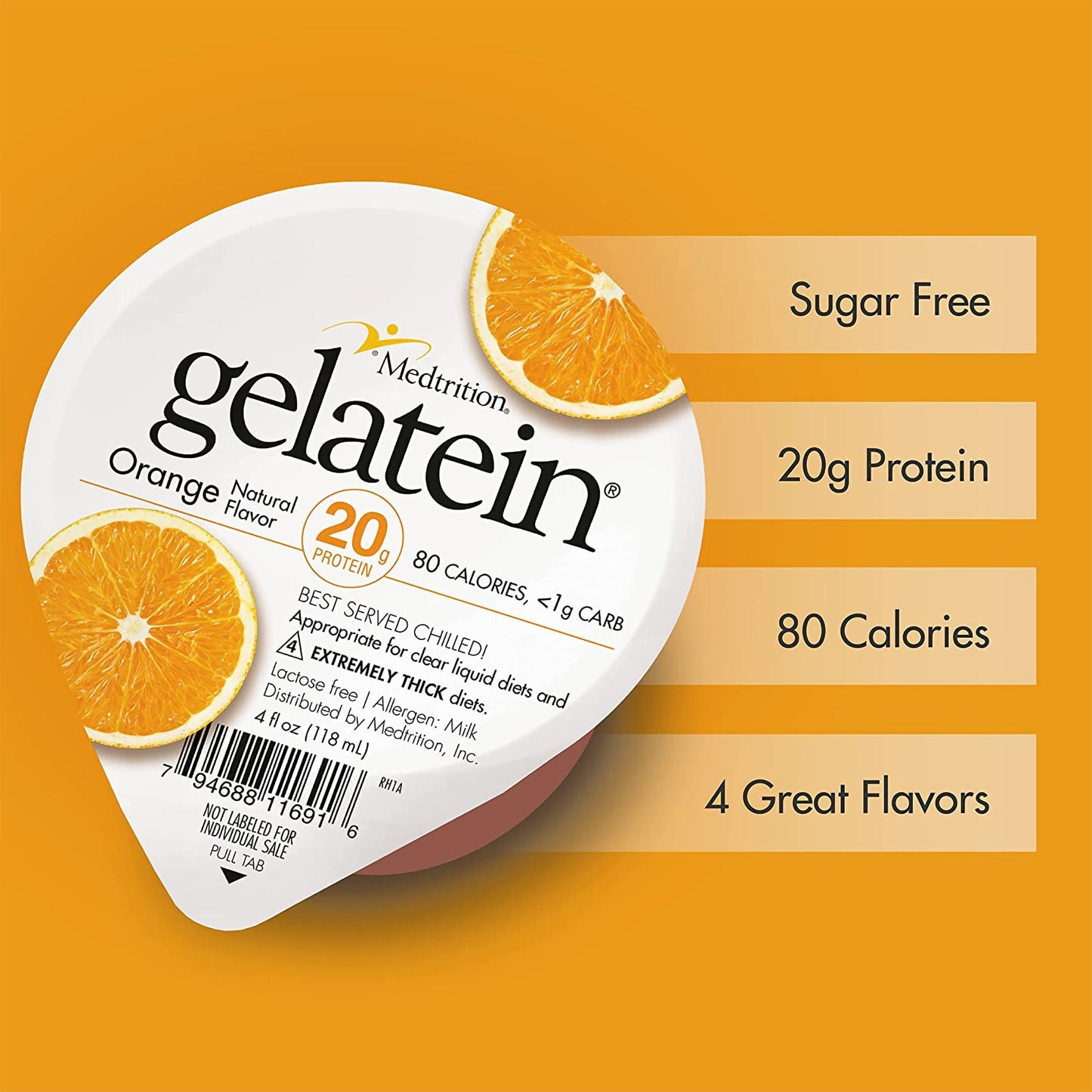 Gelatein® 20 Orange High Protein Gelatin, 4-ounce cup 11691