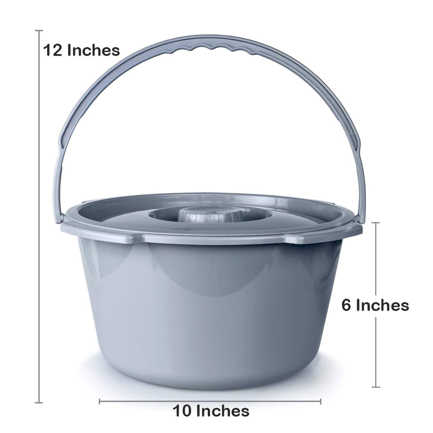 McKesson Commode Bucket With Metal Handle And Cover, 7-1/2 Quart, Gray 146-11106