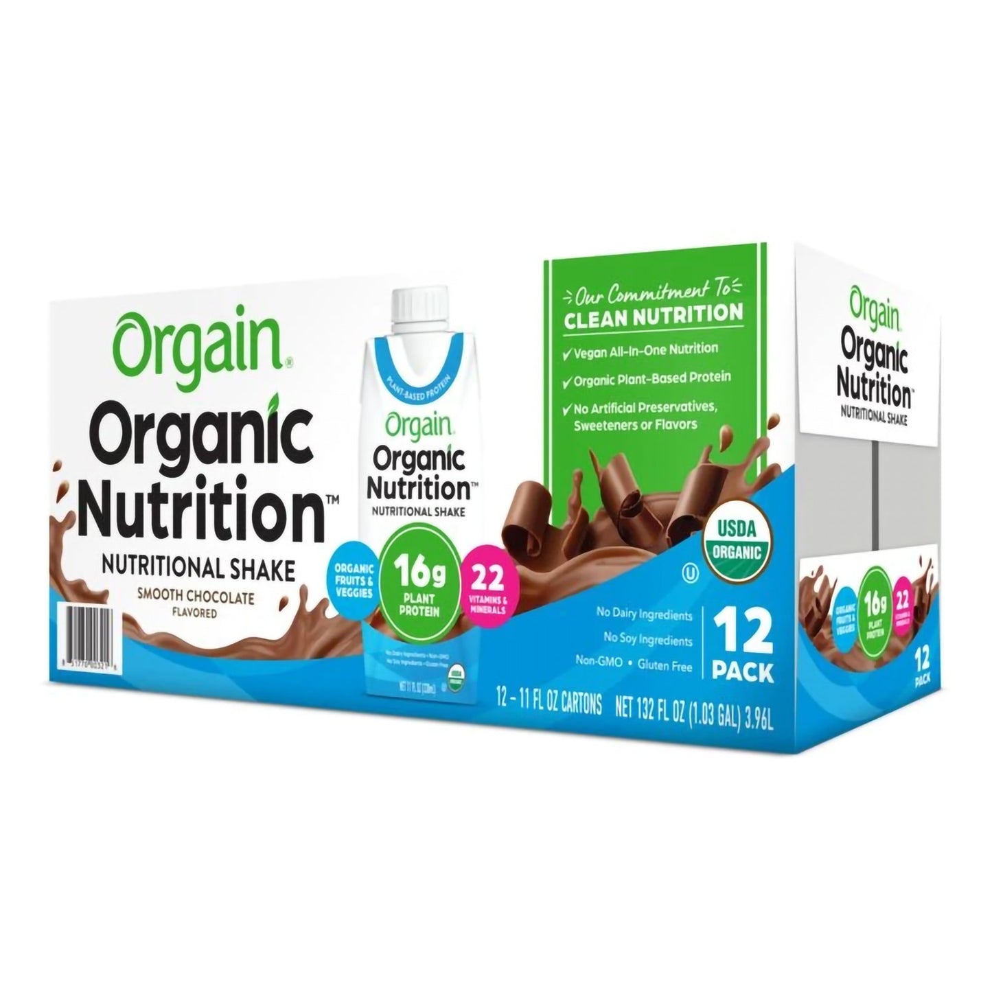Orgain® Organic Nutrition™ Vegan Chocolate Nutritional Shake, 11-ounce carton 851770003216