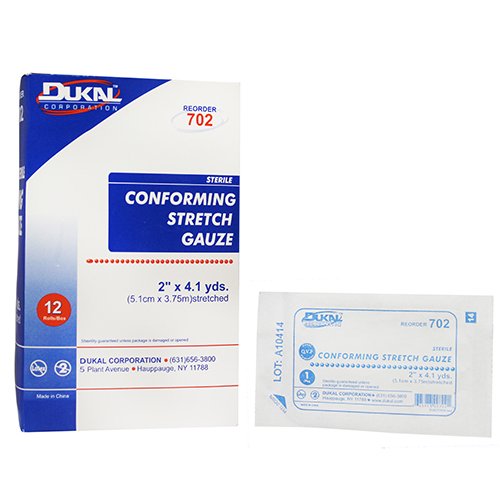 Dukal™ Sterile Conforming Bandage, 2 Inch x 4-1/10 Yard, 1-Ply 702