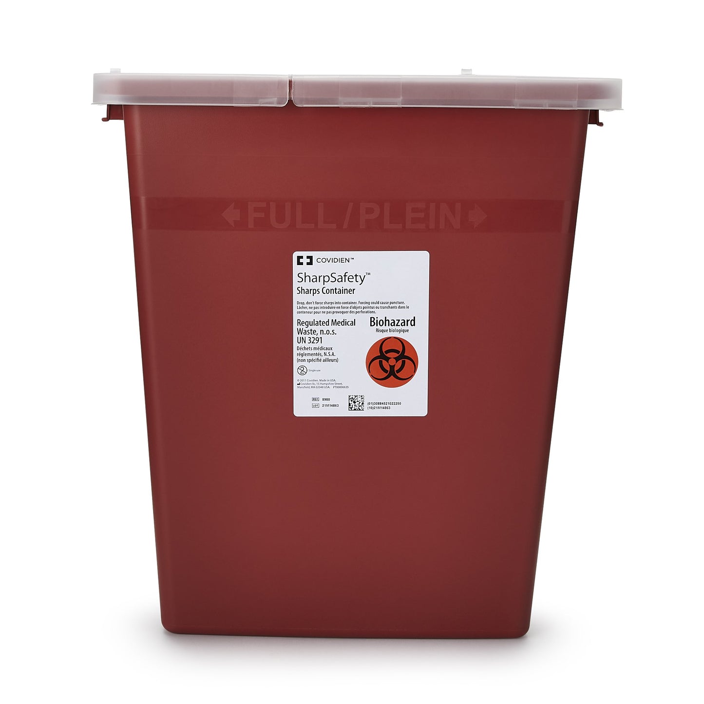 Cardinal SharpSafety Multi-purpose Sharps Container, 8 Gallon, 17 x 15 x 11 Inch 8980-, 1 Each