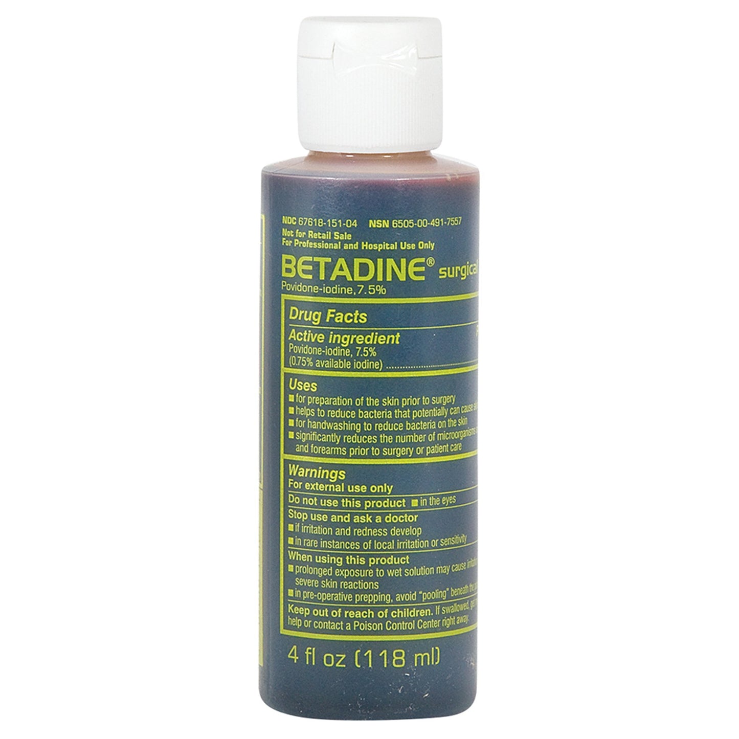 Surgical Scrub Solution Betadine® 4 oz. Bottle 7.5% Strength Povidone-Iodine NonSterile BSUR04