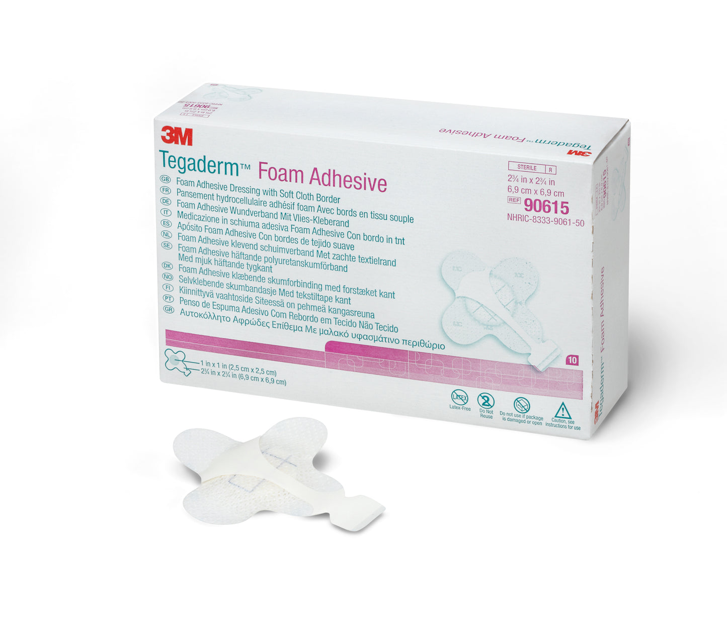 3M™ Tegaderm™ High Performance Adhesive with Border Foam Dressing, 2¾ x 2¾ Inch 90615