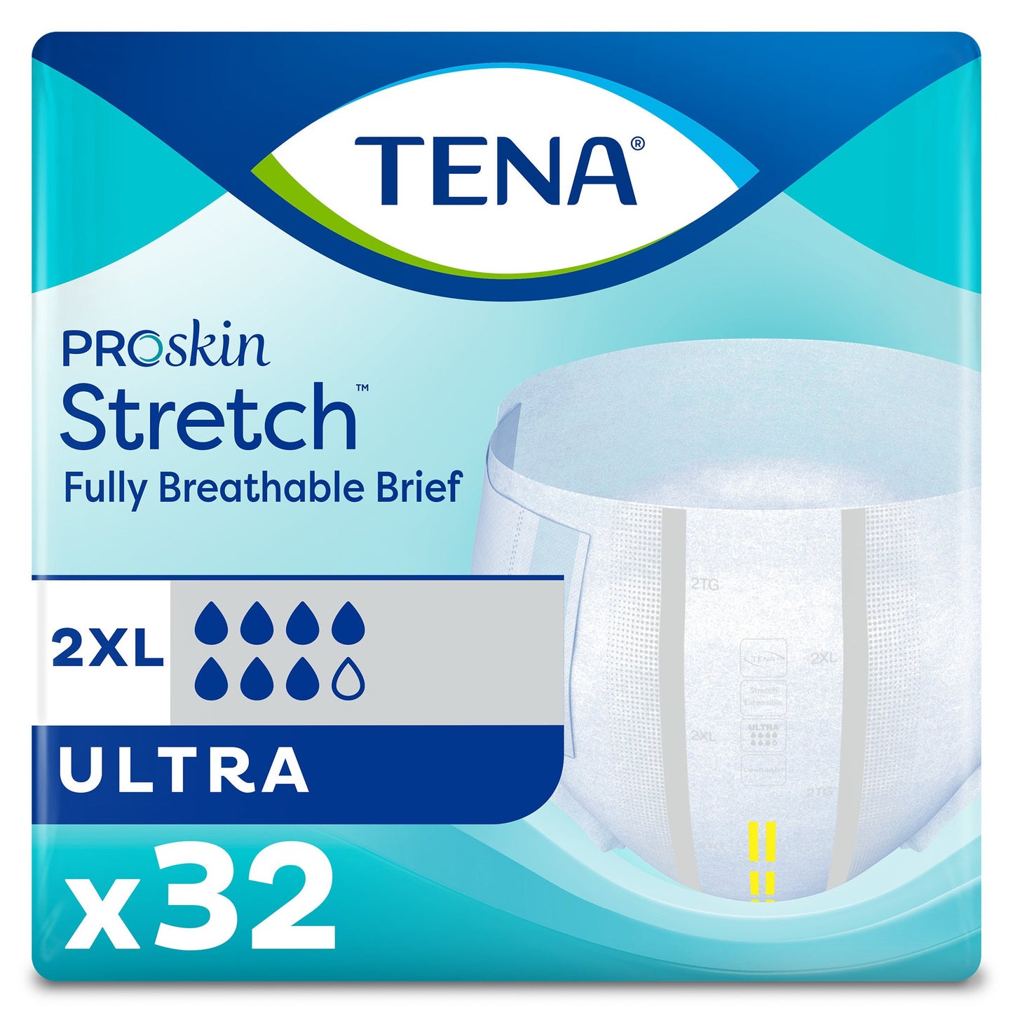 Unisex Adult Incontinence Brief TENA ProSkin Stretch™ Ultra 2X-Large Disposable Heavy Absorbency - 61390