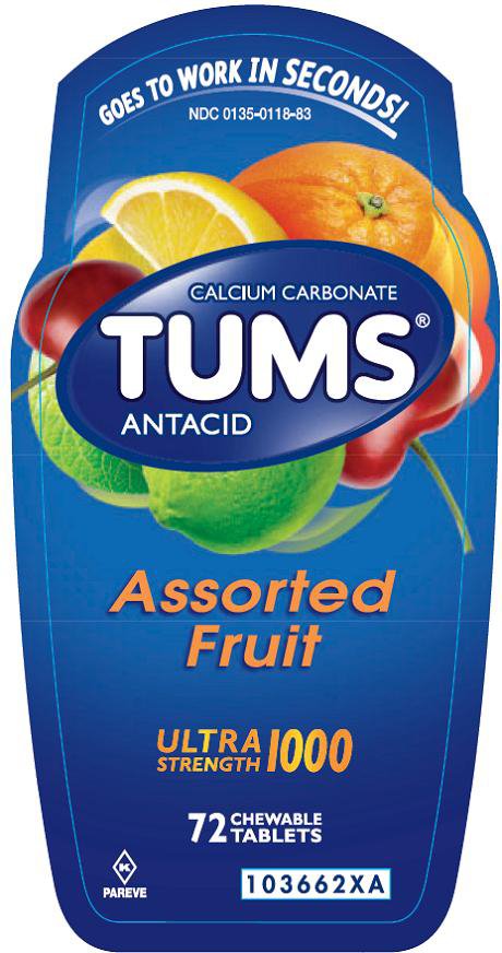 Tums® Ultra Strength 1000 Antacid Chewable Tablets Assorted Fruit 00135011883