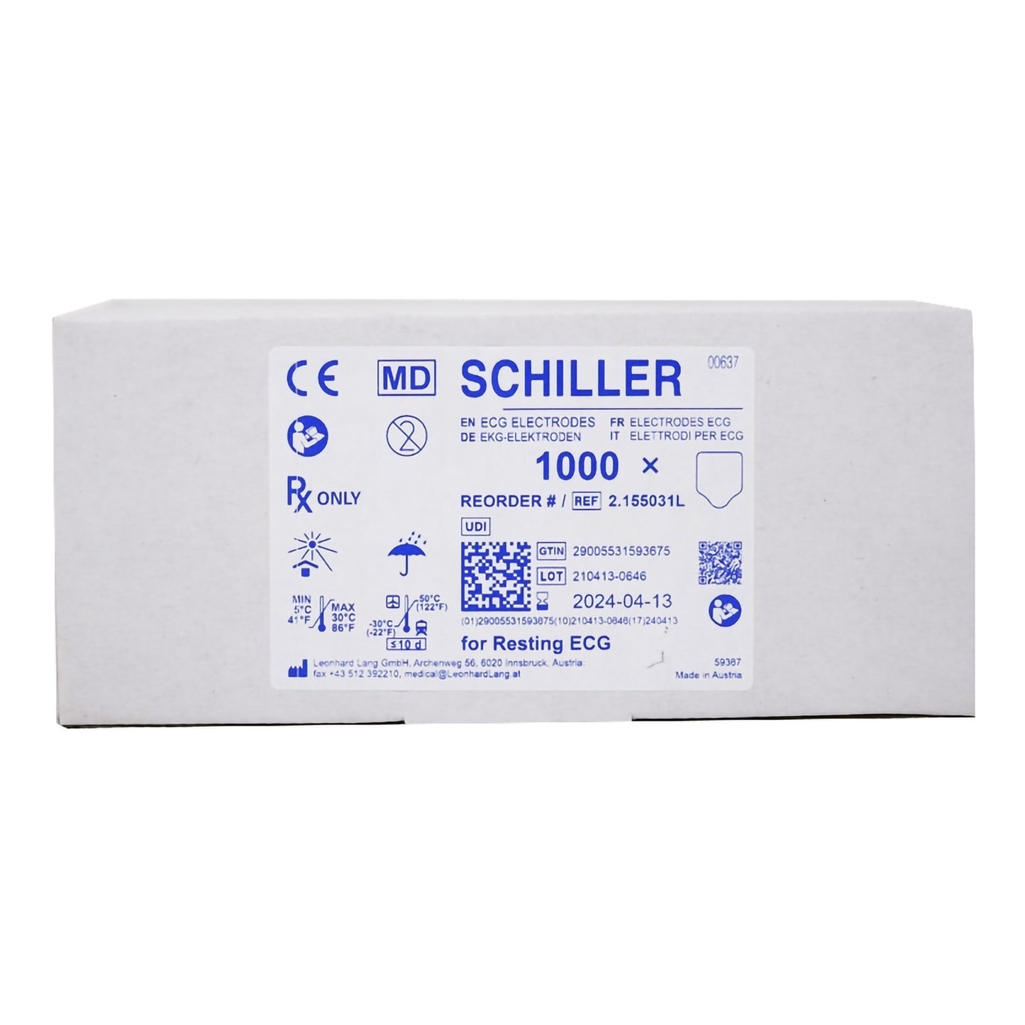 Schiller America Schiller EKG Tab Electrode 2.155031, Box of 1000