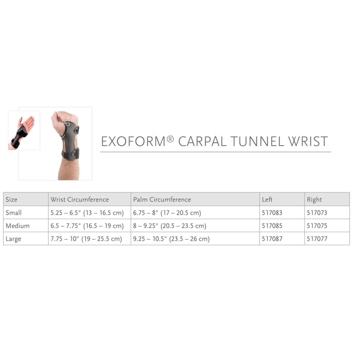 Ossur Exoform® Right Carpal Tunnel Wrist Support, Small 517073