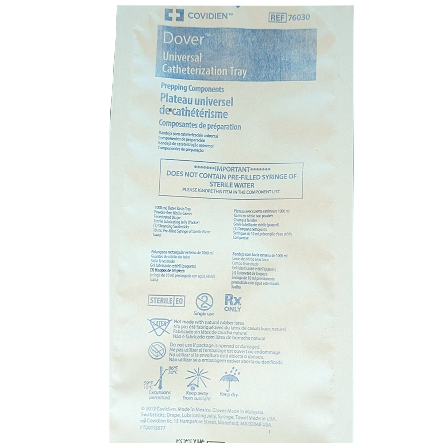 Catheter Insertion Tray Dover™ Universal Without Catheter Without Balloon Without Catheter - 76030