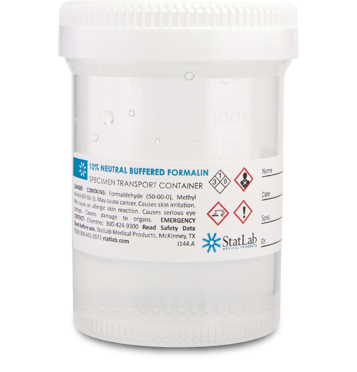 StatClick™ Prefilled Formalin Container, 60 mL Fill in 120 mL NB0460