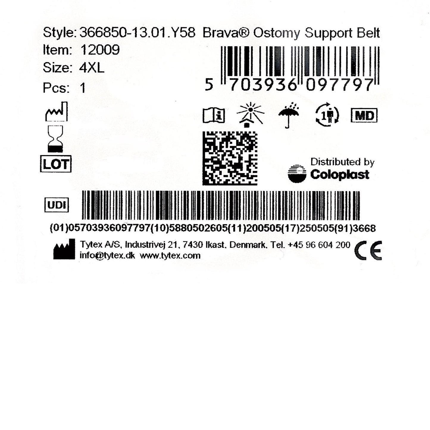 Brava® Ostomy Support Belt, 4XL 12009