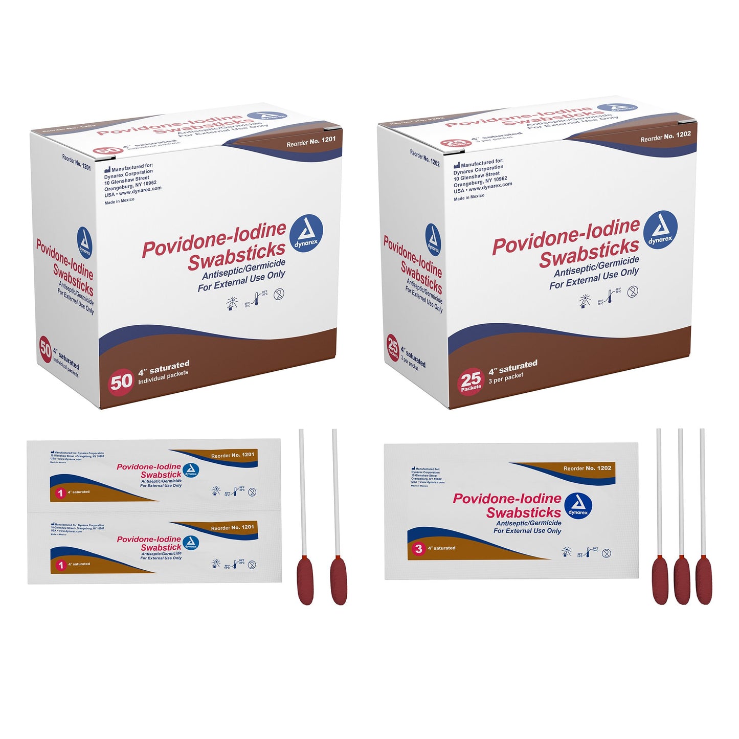 Dynarex Povidone Iodine Swabsticks 1202