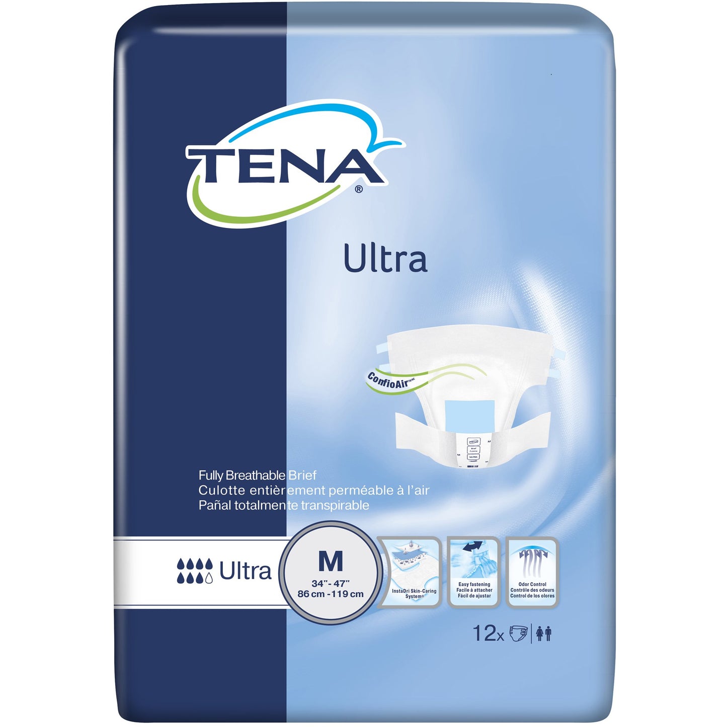 Unisex Adult Incontinence Brief TENA® Ultra Medium Disposable Heavy Absorbency - 67252