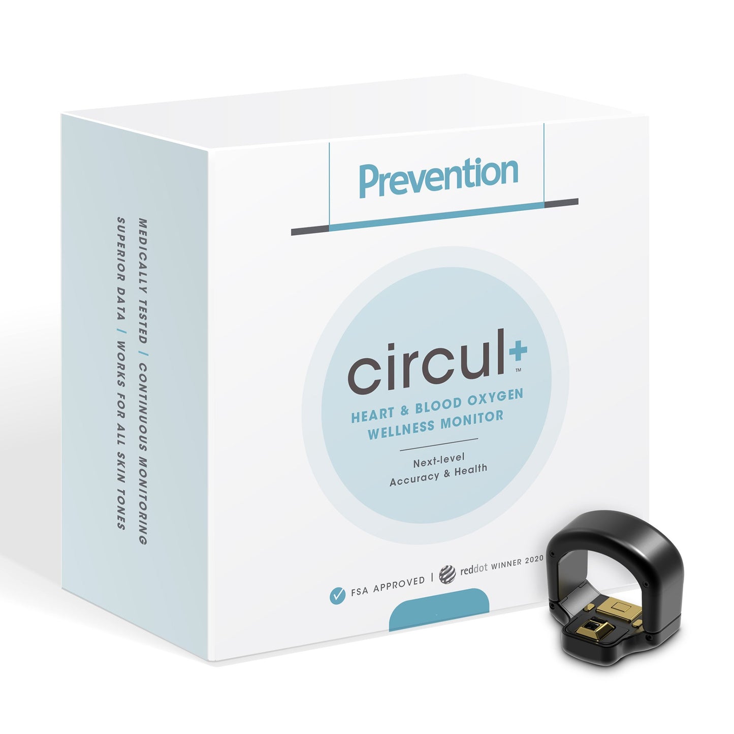 Wellness Monitor Ring Prevention® circul+™ Monitoring Blood Pressure, Oximetry, Heart Rate, Temperature Battery Operated - O2-88-L