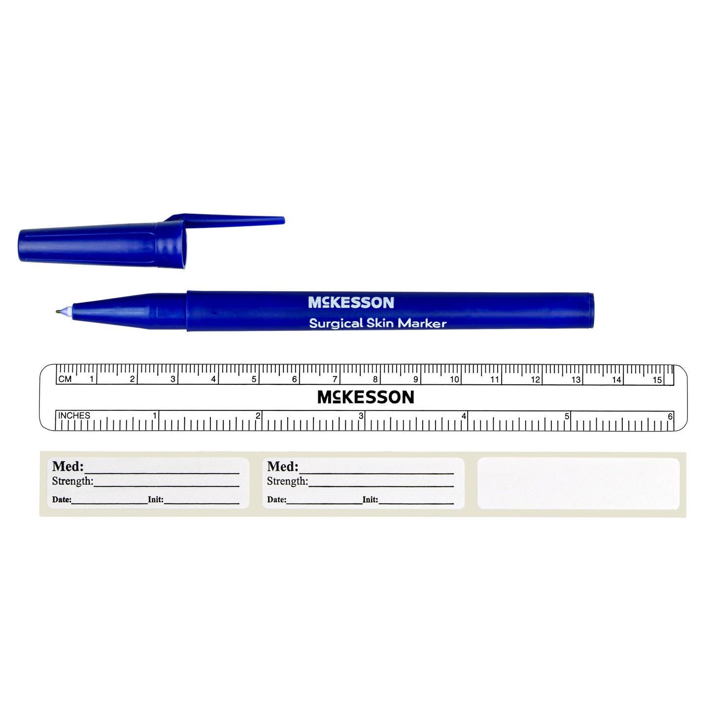 Skin Marker with Ruler and Labels McKesson Gentian Violet Ink Sterile Full Size Fine Tip - 19-0762