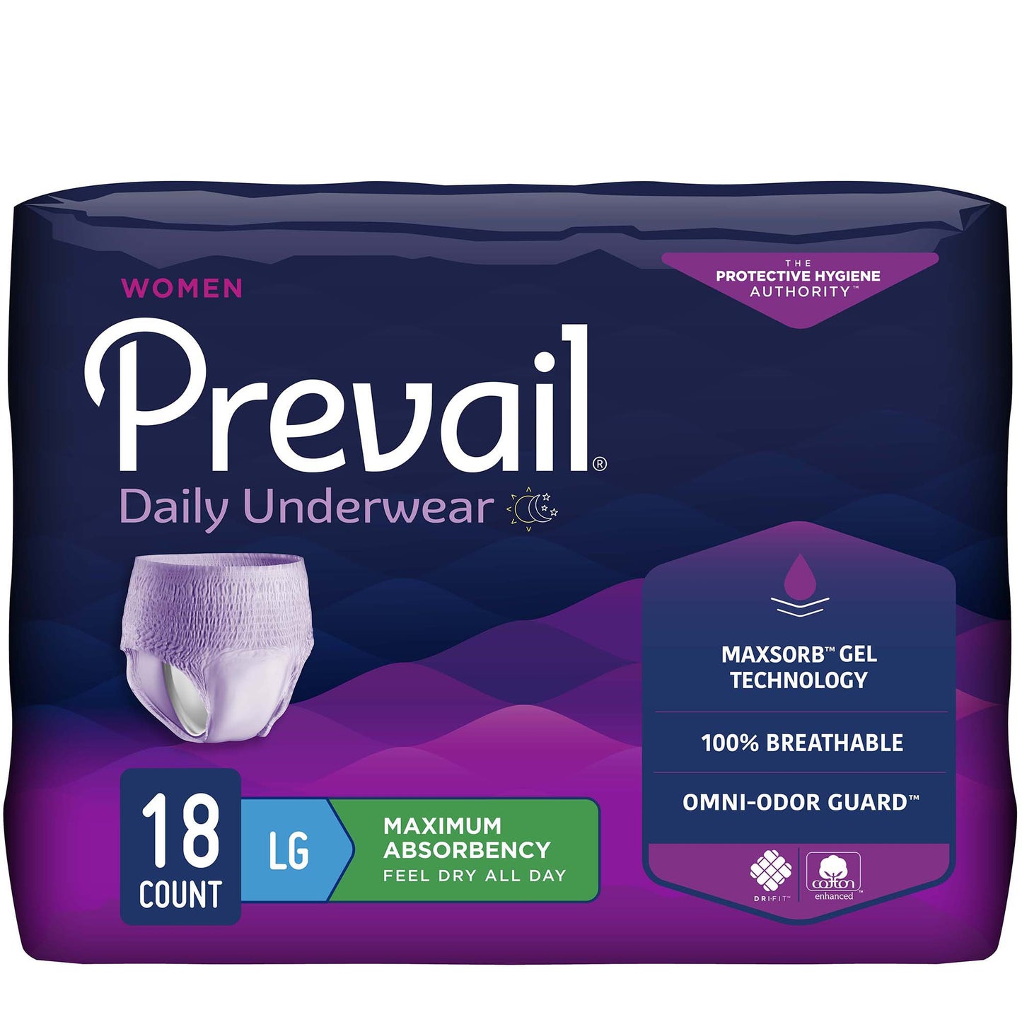 Female Adult Absorbent Underwear Prevail® Daily Underwear Pull On with Tear Away Seams Large Disposable Heavy Absorbency - PWC-513/1