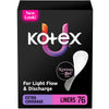 Kotex® Absorbent Flat Liners, Light Absorbency, Extra Coverage, 76 Count - 58319