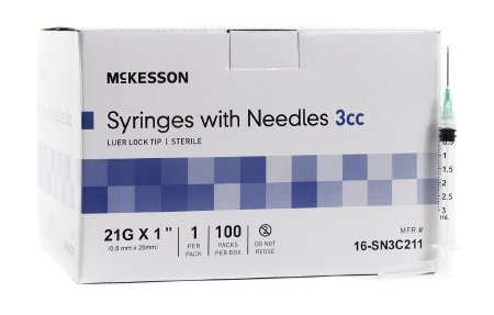 Substitute For McKesson 3 mL Syringe with 21G x 1" Needle - 16-SN3C211