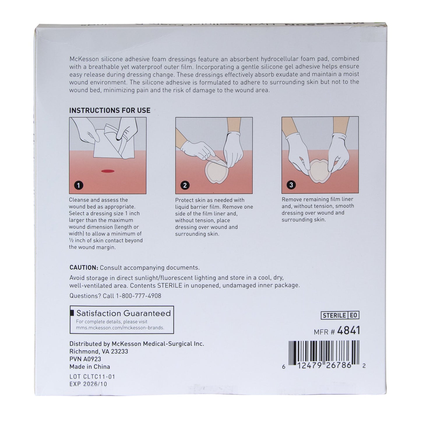 McKesson Hydrocellular Foam Dressing with Border Silicone Adhesive, Sacral 4841