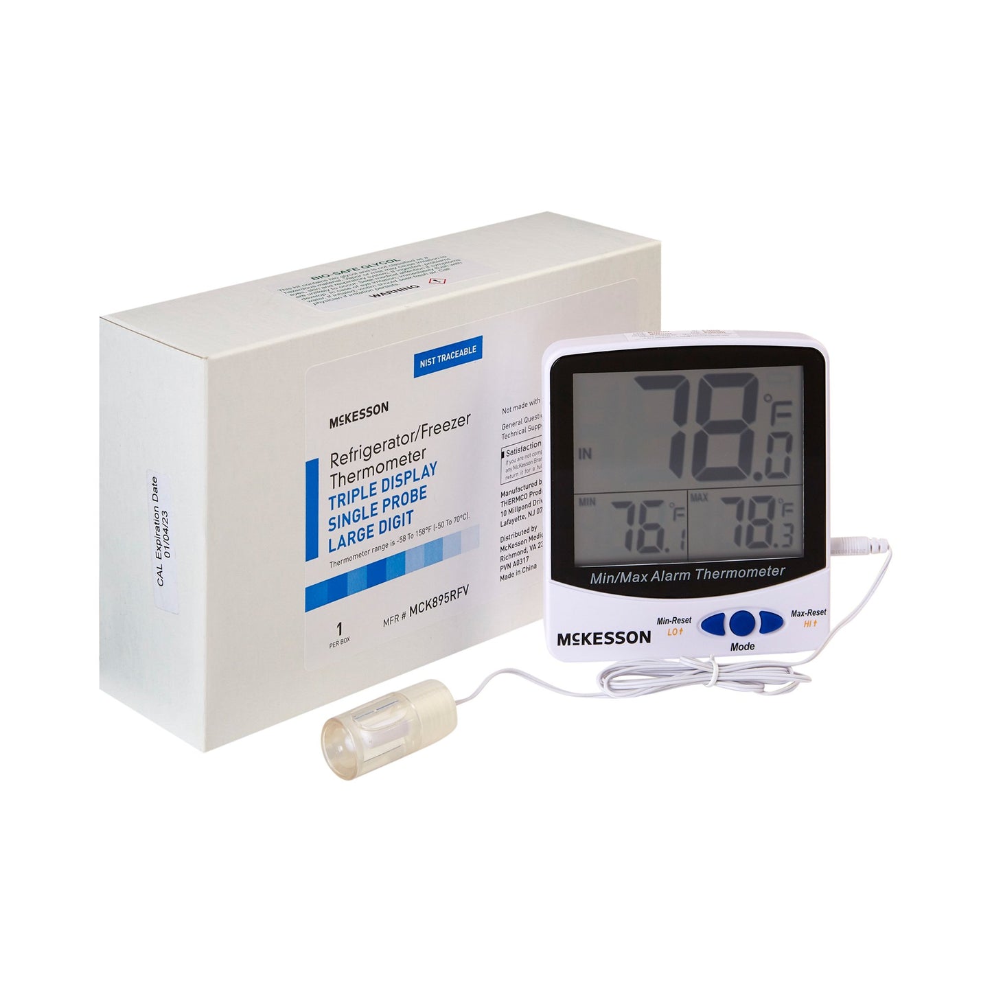 McKesson Brand McKesson Refrigerator / Freezer Thermometer, Digital Display, -58 to +158F (-50 to +70C) MCK895RFV, 1 Each