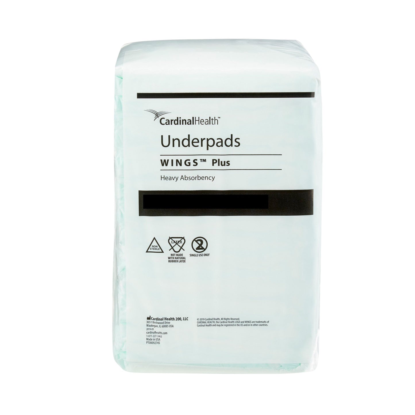 Disposable Underpad Wings™ Plus 36 X 36 Inch Fluff / Polymer Heavy Absorbency - 968