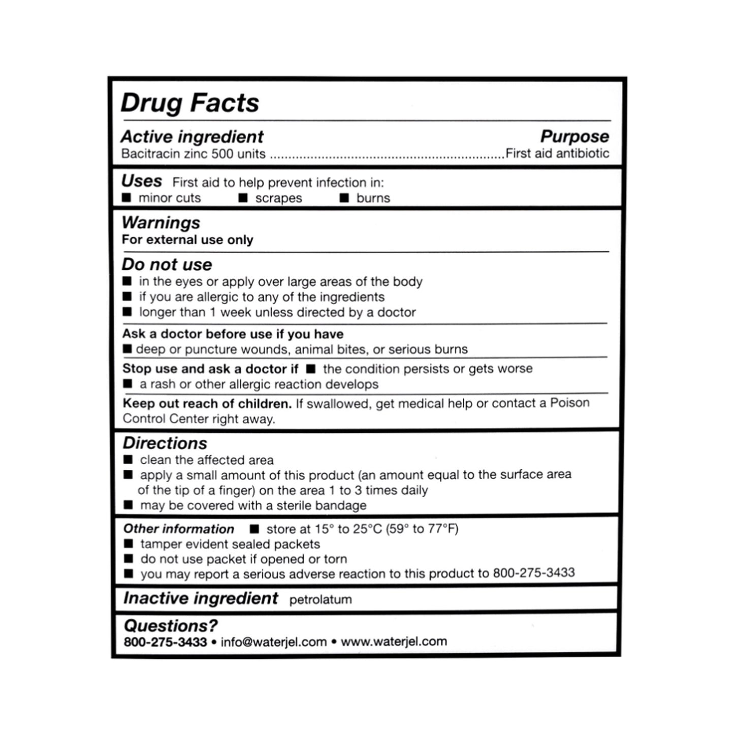 Water Jel® Bacitracin Zinc First Aid Antibiotic WJBA1728.00.000