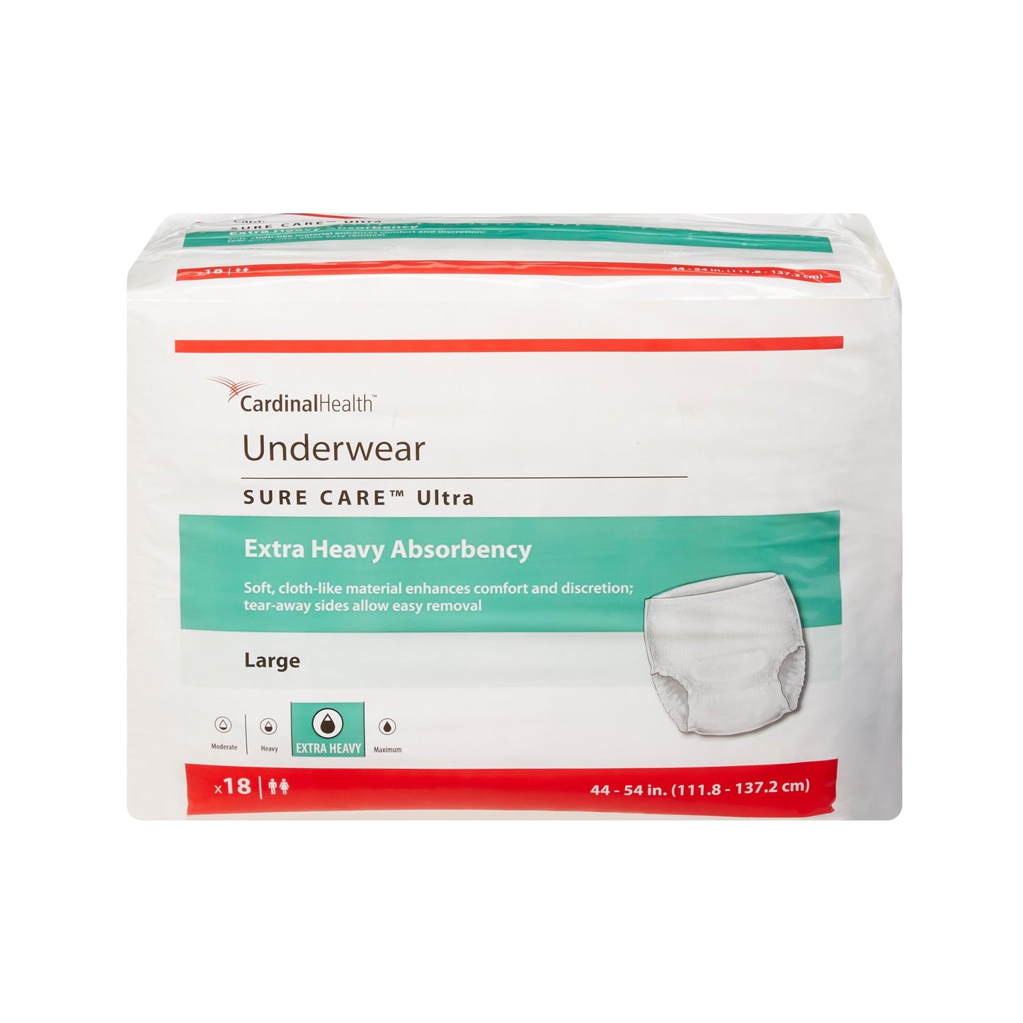 Unisex Adult Absorbent Underwear Sure Care™ Ultra Pull On with Tear Away Seams Large Disposable Heavy Absorbency - 1445