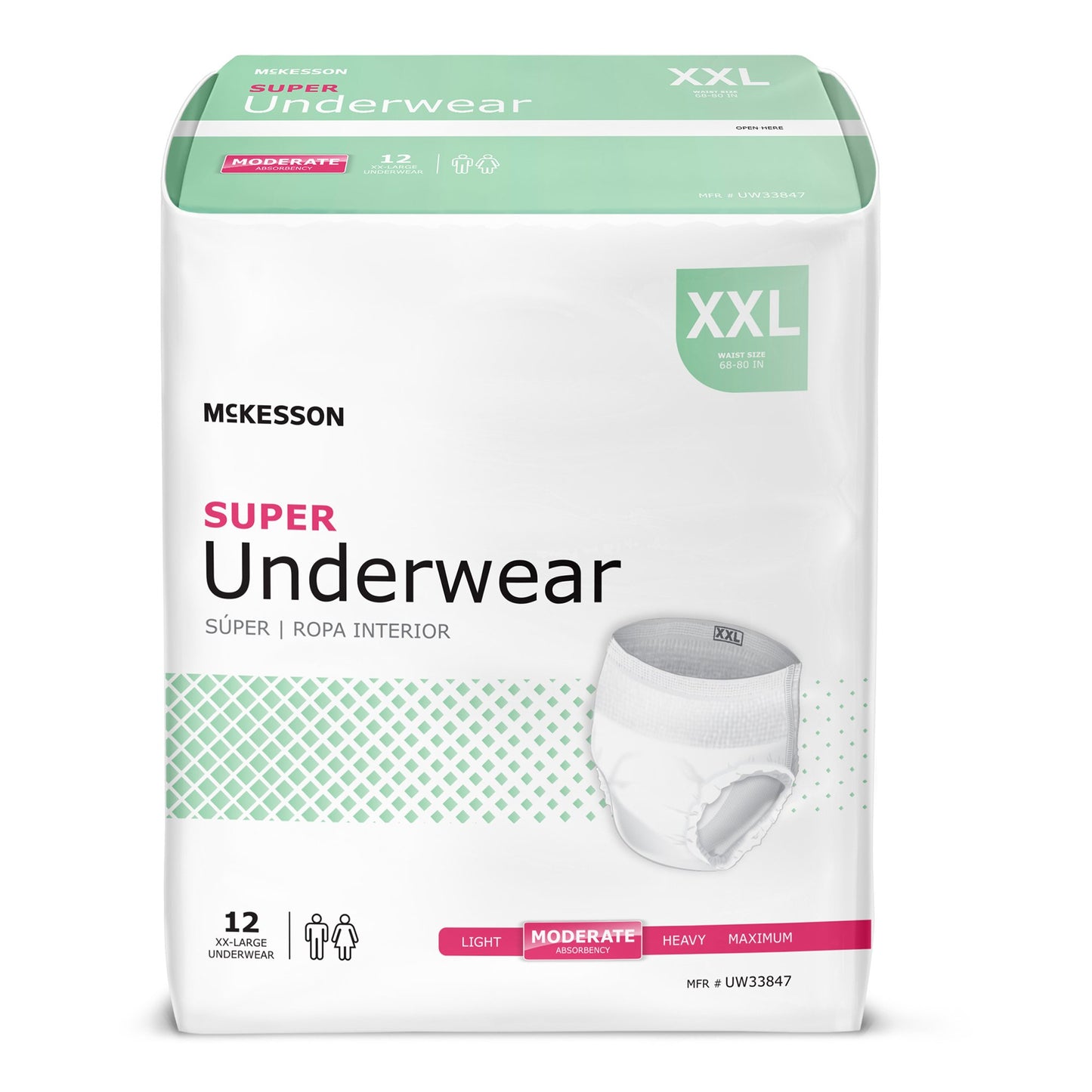 Unisex Adult Absorbent Underwear McKesson Pull On with Tear Away Seams 2X-Large Disposable Moderate Absorbency - UW33847