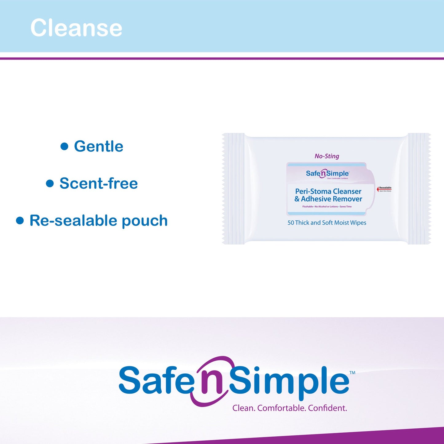 Safe n Simple™ Adhesive Remover Wipes SNS00525