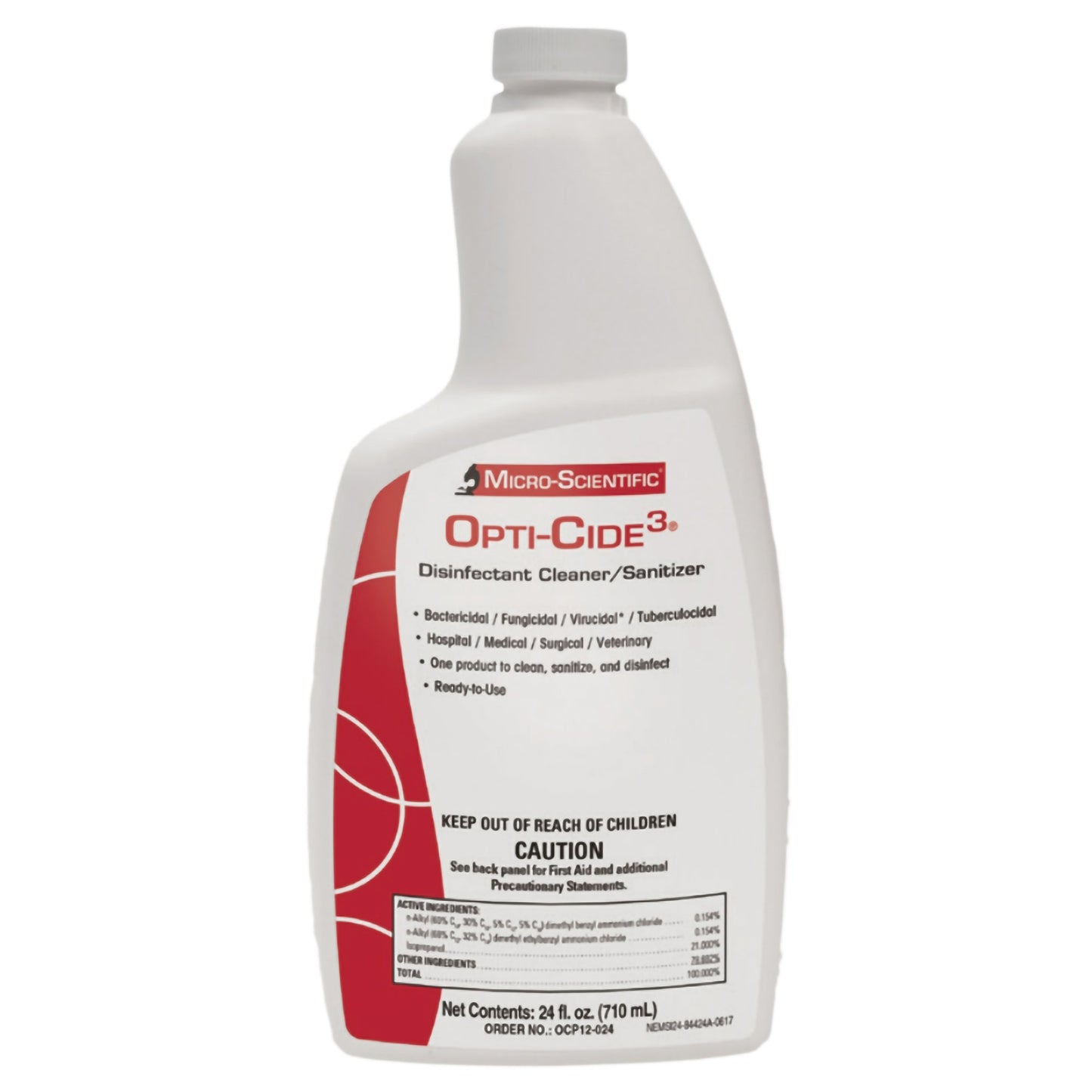 Surface Disinfectant Cleaner Opti-Cide3® Broad Spectrum Manual Pour Liquid 24 oz. Bottle Alcohol Scent NonSterile - NEMSI24