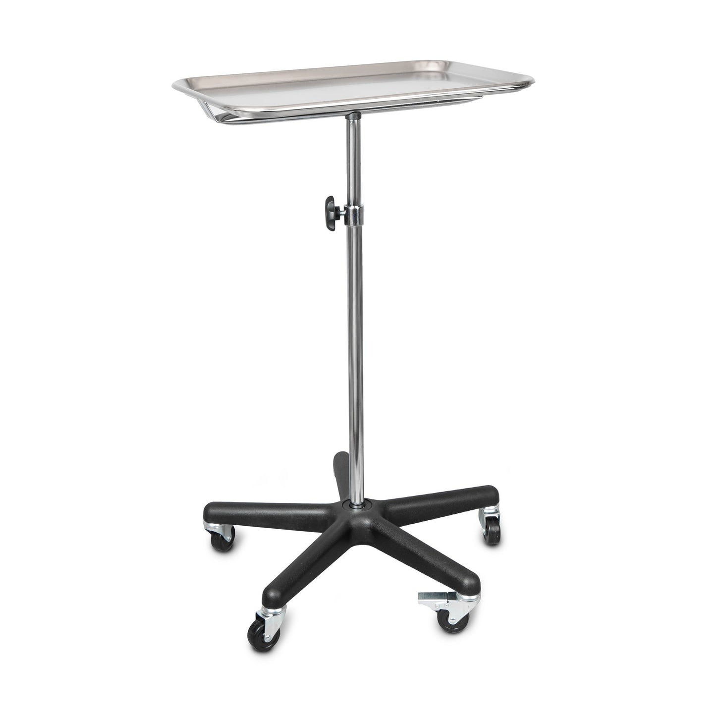 Mobile Instrument Stand Tech-Med Hand Operated Single Post 5-Leg Base Small Tray - 4365