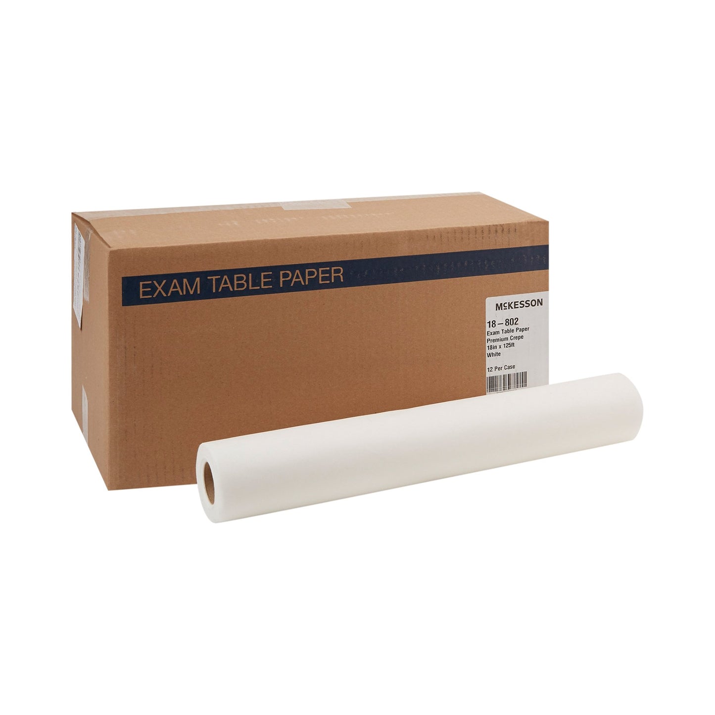 Table Paper McKesson 18 Inch Width 125 Foot Length White Crepe - 18-802