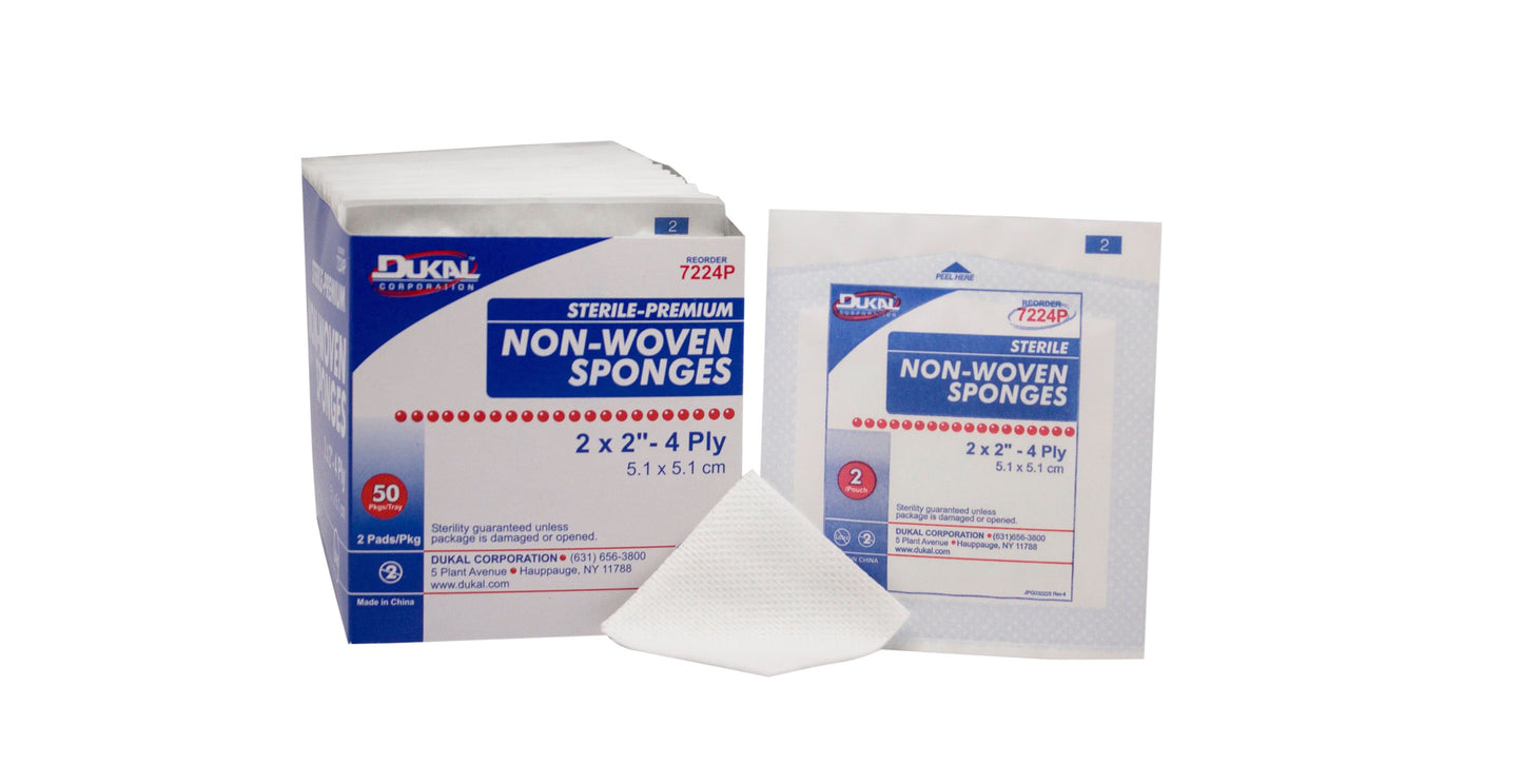 Clinisorb Sterile Nonwoven Sponge, 2 x 2 Inch, 4-Ply 7224